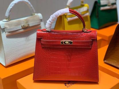 Hermes Kelly Red Crocodile Bag