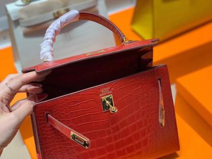 Hermes Kelly Red Crocodile Bag