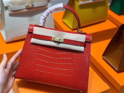 Hermes Kelly Red Crocodile Bag