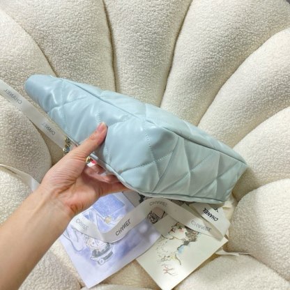 CHANEL 22B Tote Bag Light Blue Silver