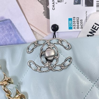 CHANEL 22B Tote Bag Light Blue Silver