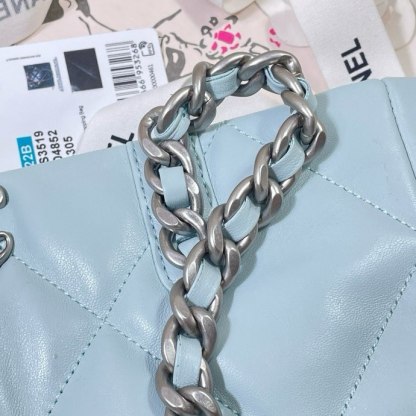 CHANEL 22B Tote Bag Light Blue Silver