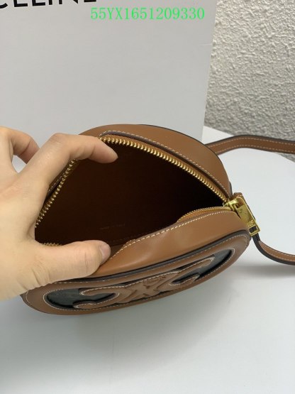 CE OVAL BAG CUIR TRIOMPHE IN TRIOMPHE CANVAS AND CALFSKIN TAN 20CM 198602EIN04LU