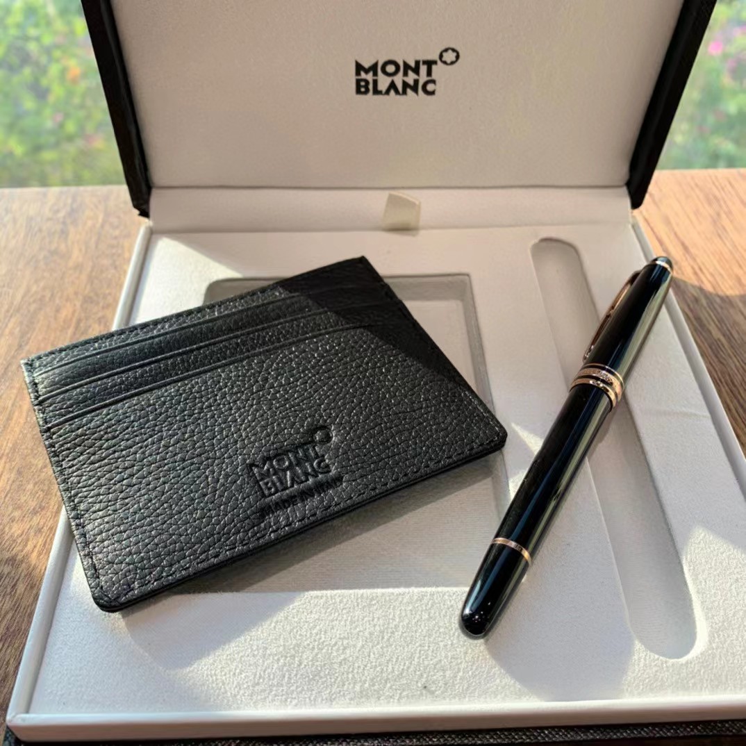 MONTBLANC SET WITH THE  MEISTERSTÜCK BALLPOINT PEN PEN AND WALLET