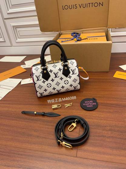 M46088 Speedy Bandouliere 20 Bag ROSE BLACK WHITE