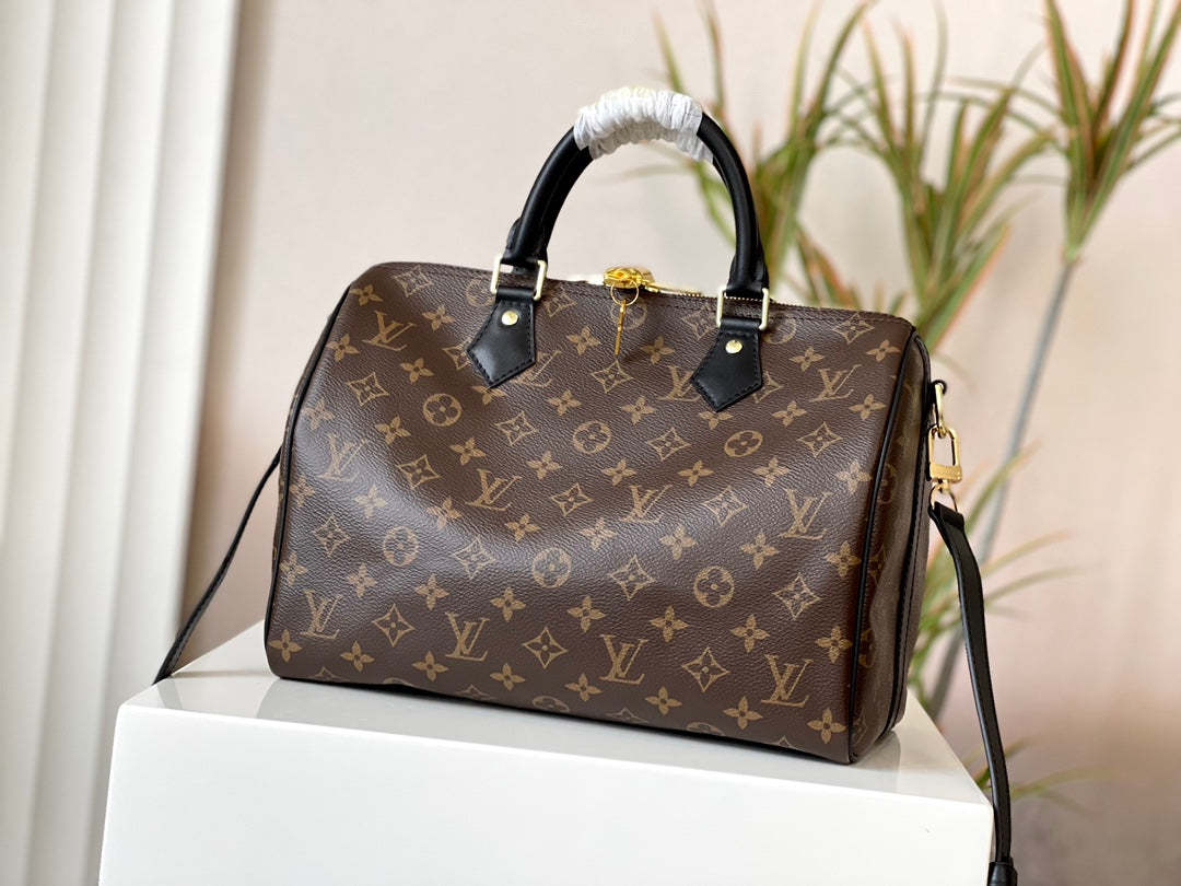 Speedy 30 M48284 Monogram Canvas Real Leather Trim Travel bag