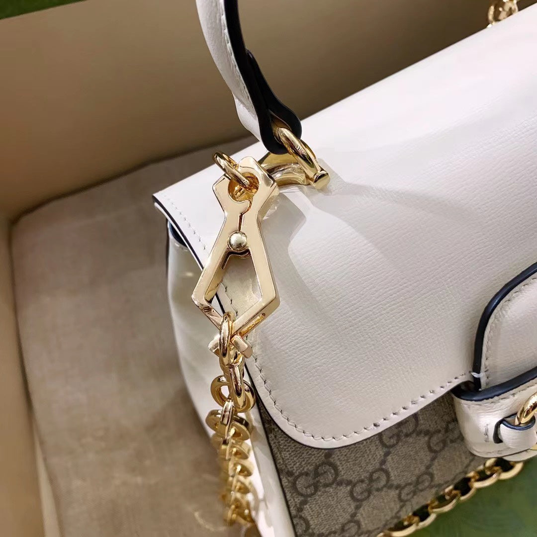 gg Horsebit 1955 Mini Bag White For Women, Women&#8217;s Bags 8.7in/22cm gg ‎703848 92TCK 9761