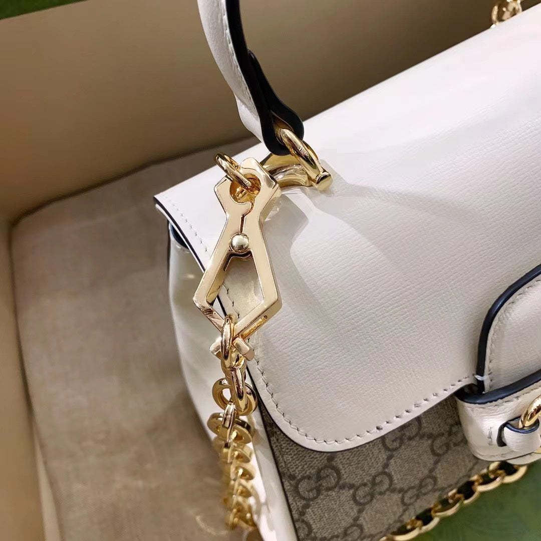 gg Horsebit 1955 Mini Bag White For Women, Women&#8217;s Bags 8.7in/22cm gg ‎703848 92TCK 9761