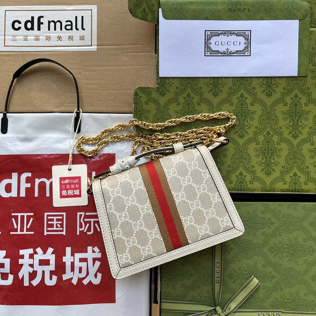 gg Ophidia gg Mini Shoulder Bag White For Women, Women’s Bags 6.9in/17.5cm gg ‎696180 UULAK 9956