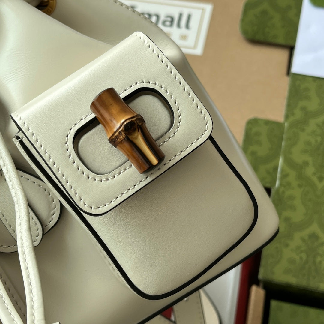 gg Bamboo Small Backpack White For Women, Women’s Bags 8.6in/22cm gg ‎‎702101 UZY0T 9022