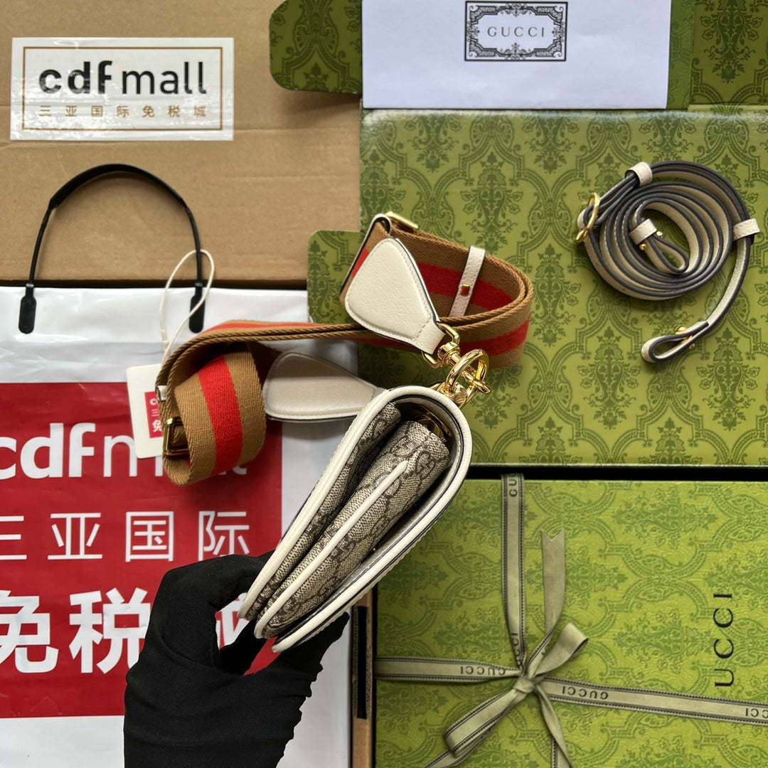 gg Blondie Mini Bag Brown And White For Women, Women’s Bags 8.7in/22cm gg