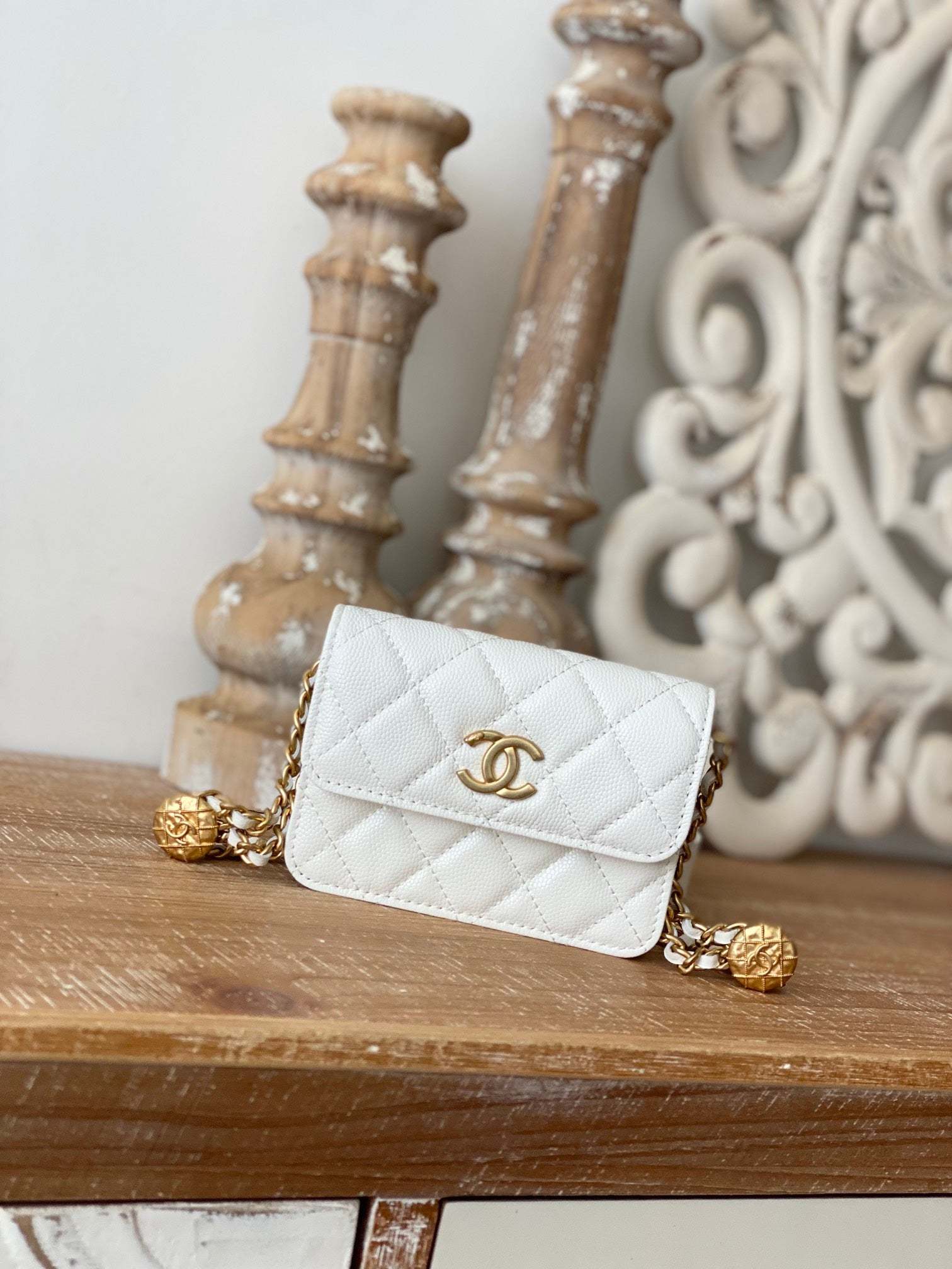 Chanel Clutch With Chain White For Women, Women’s Bags 4.8in/12.3cm