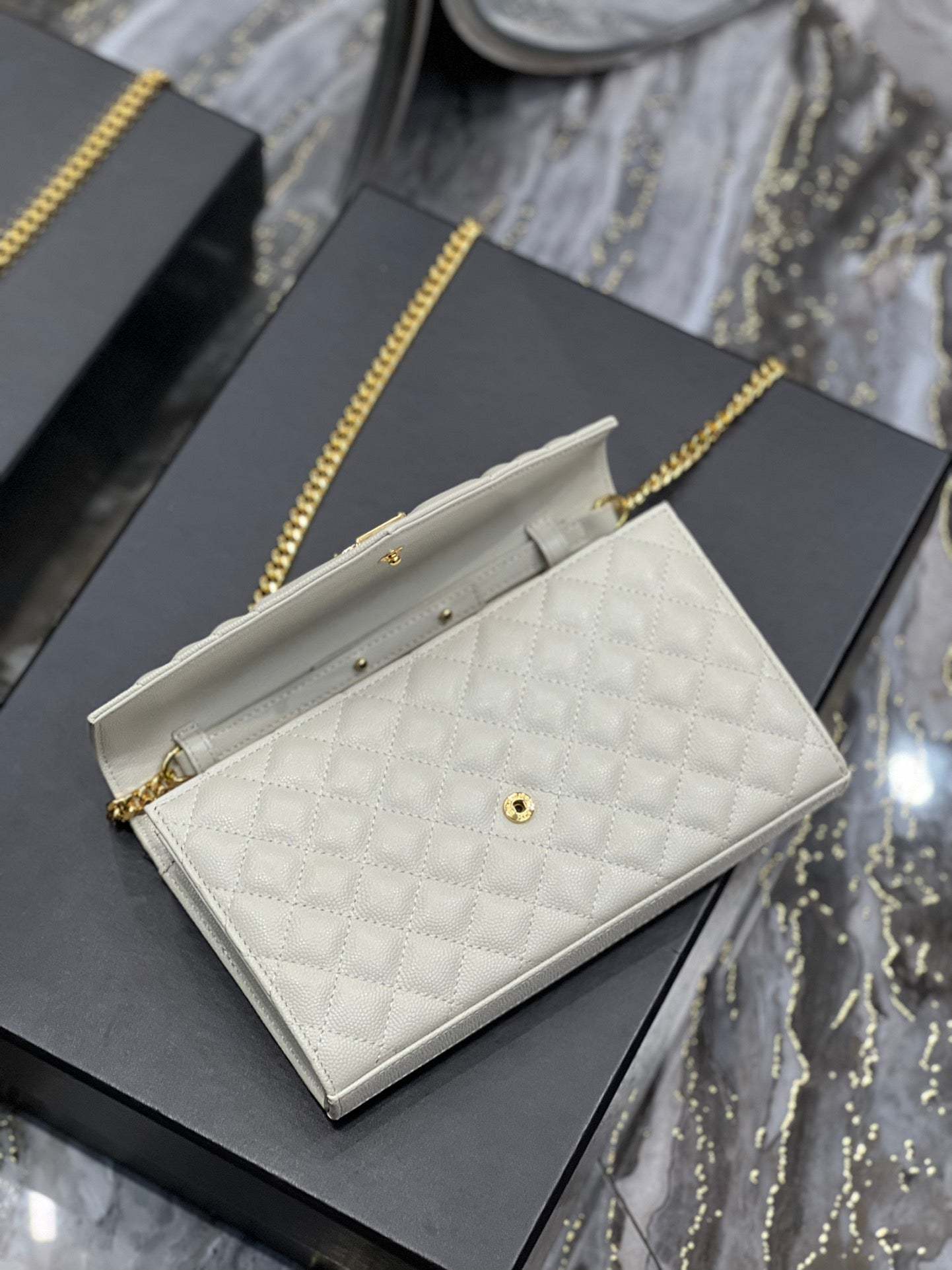 YSSL Envelope Small Chain Bag White For Women, Women’s Bags 8.6in/22cm YSL