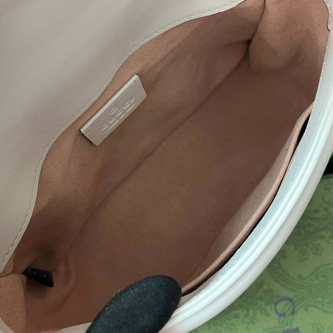 gg Marmont Mini Top Handle Bag White For Women, Women’s Bags 8.3in/21cm gg ‎547260 DTDIT 9022