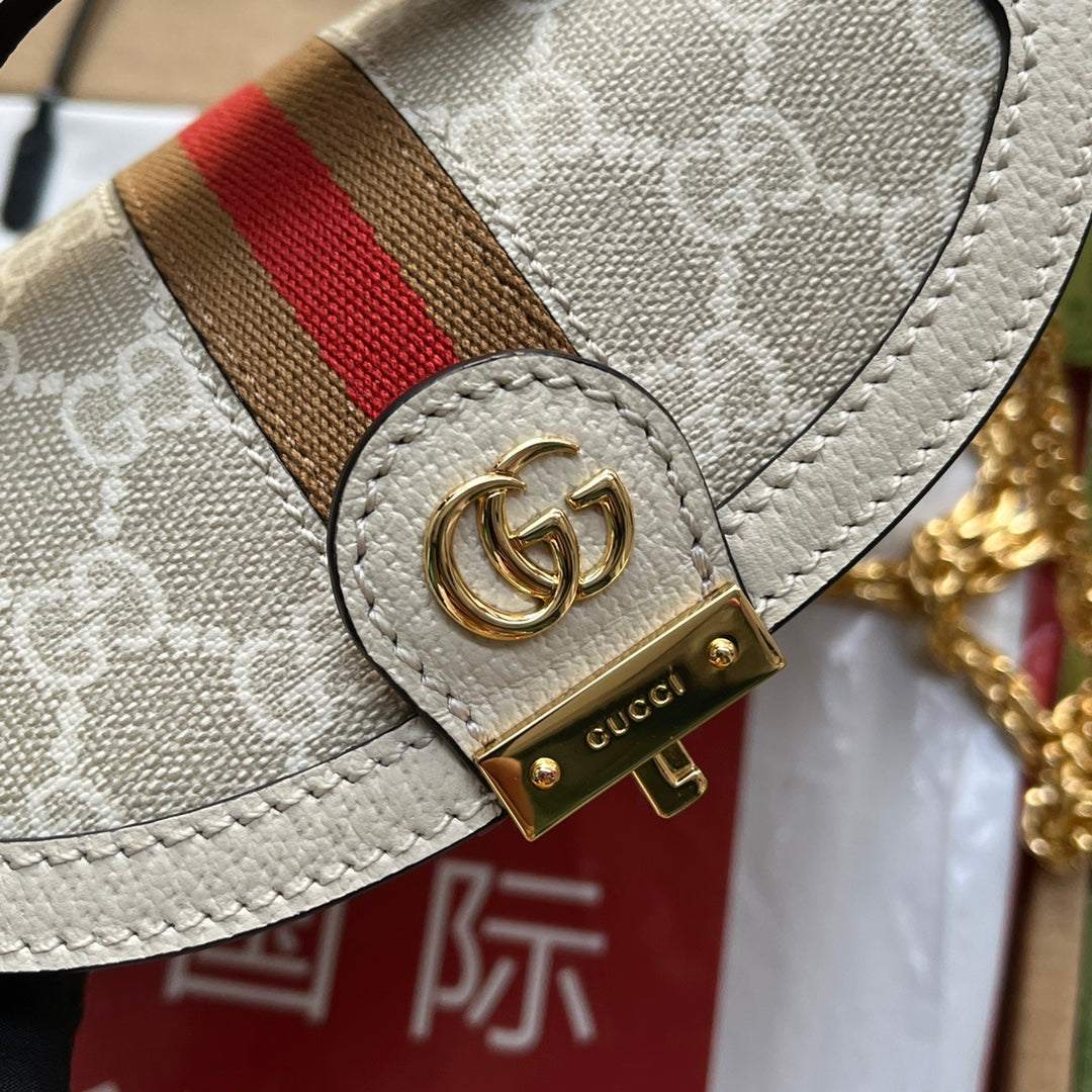 gg Ophidia gg Mini Shoulder Bag White For Women, Women’s Bags 6.9in/17.5cm gg ‎696180 UULAK 9956