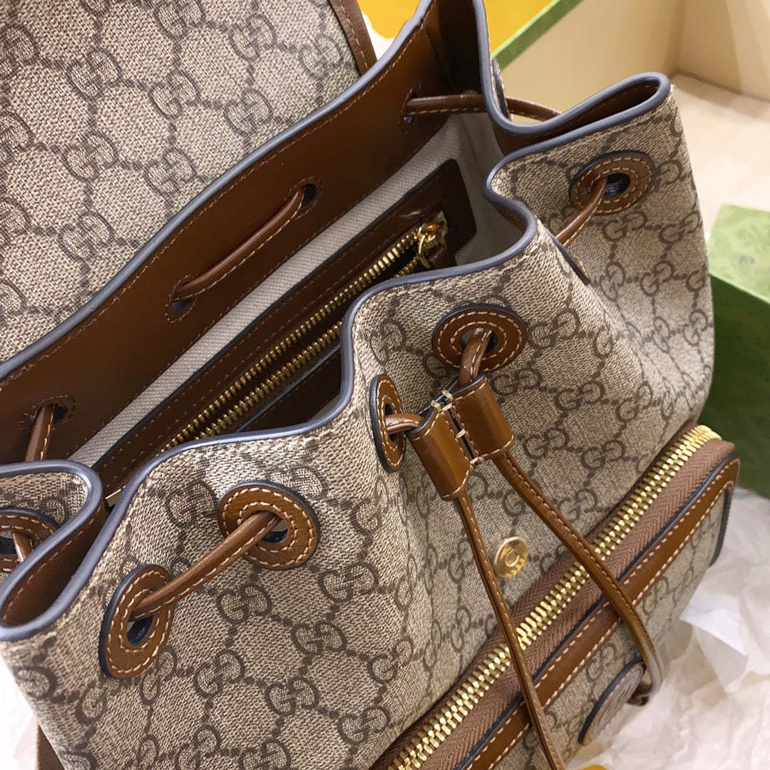 gg Backpack With Interlocking G Brown For Women, Women’s Bags 11.8in/30cm gg ‎