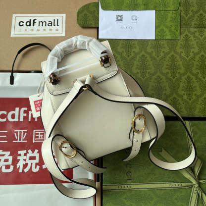 gg Bamboo Small Backpack White For Women, Women’s Bags 8.6in/22cm gg ‎‎702101 UZY0T 9022