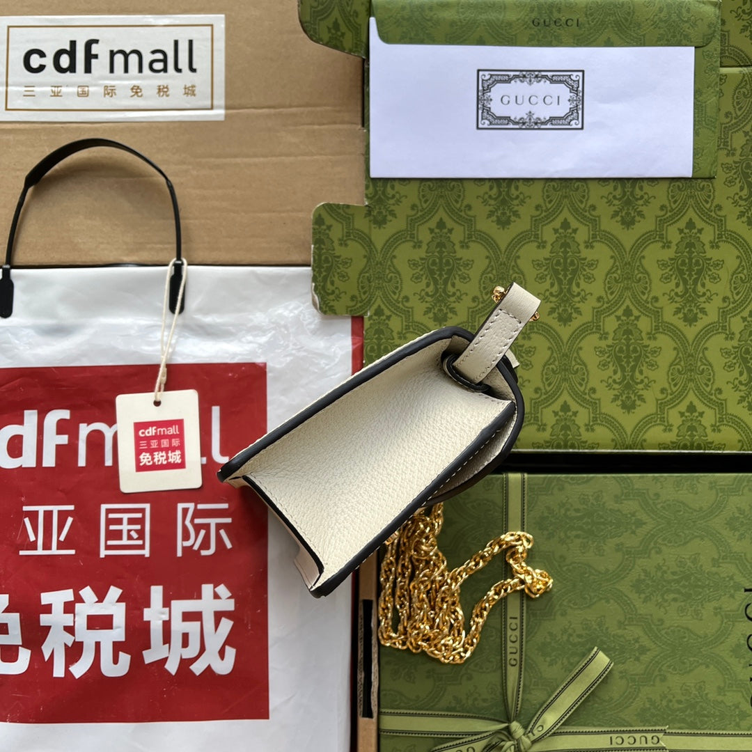 gg Ophidia gg Mini Shoulder Bag White For Women, Women’s Bags 6.9in/17.5cm gg ‎696180 UULAK 9956