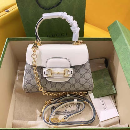 gg Horsebit 1955 Mini Bag White For Women, Women&#8217;s Bags 8.7in/22cm gg ‎703848 92TCK 9761
