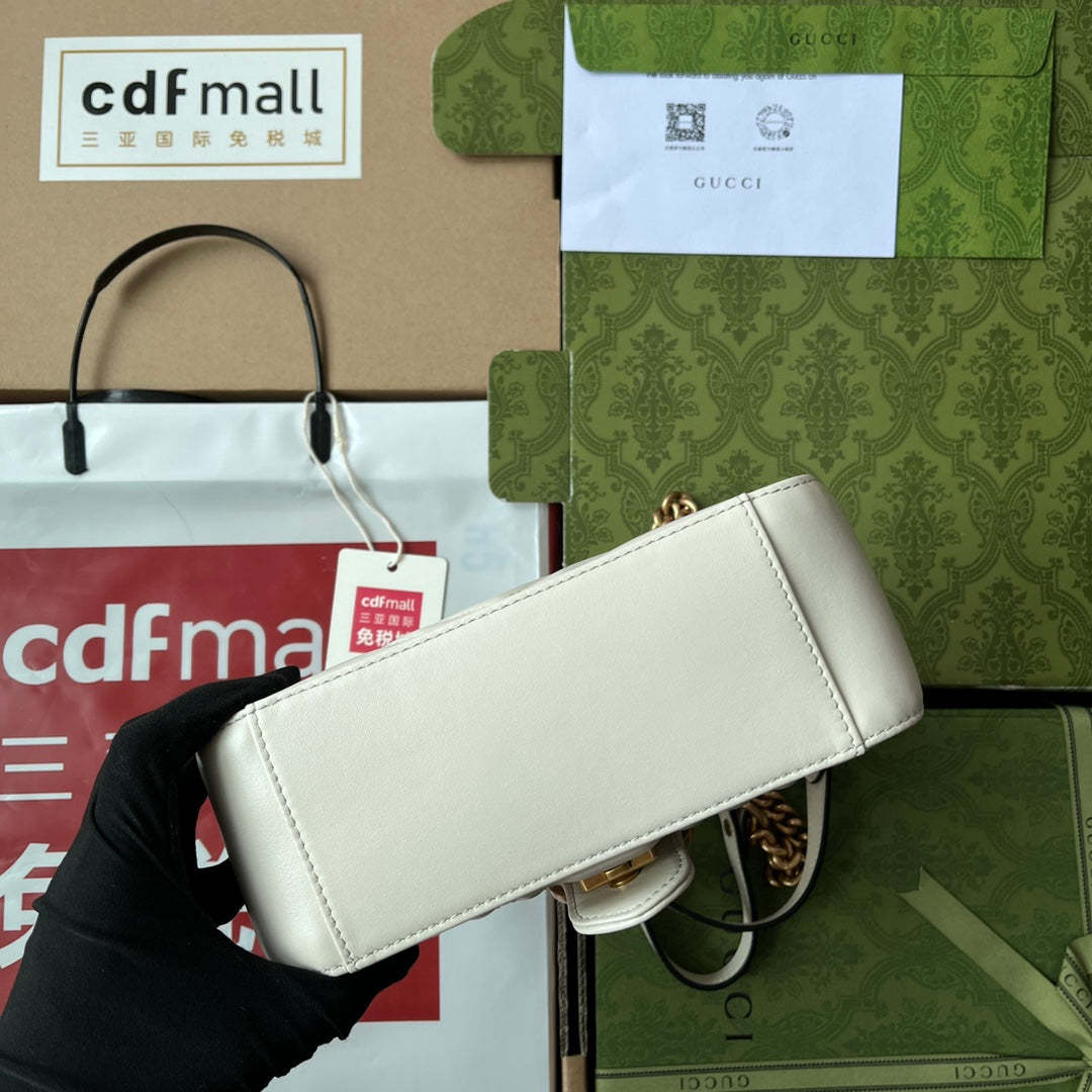 gg Marmont Mini Top Handle Bag White For Women, Women’s Bags 8.3in/21cm gg ‎547260 DTDIT 9022