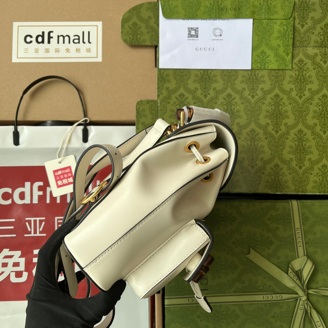 gg Bamboo Small Backpack White For Women, Women’s Bags 8.6in/22cm gg ‎‎702101 UZY0T 9022