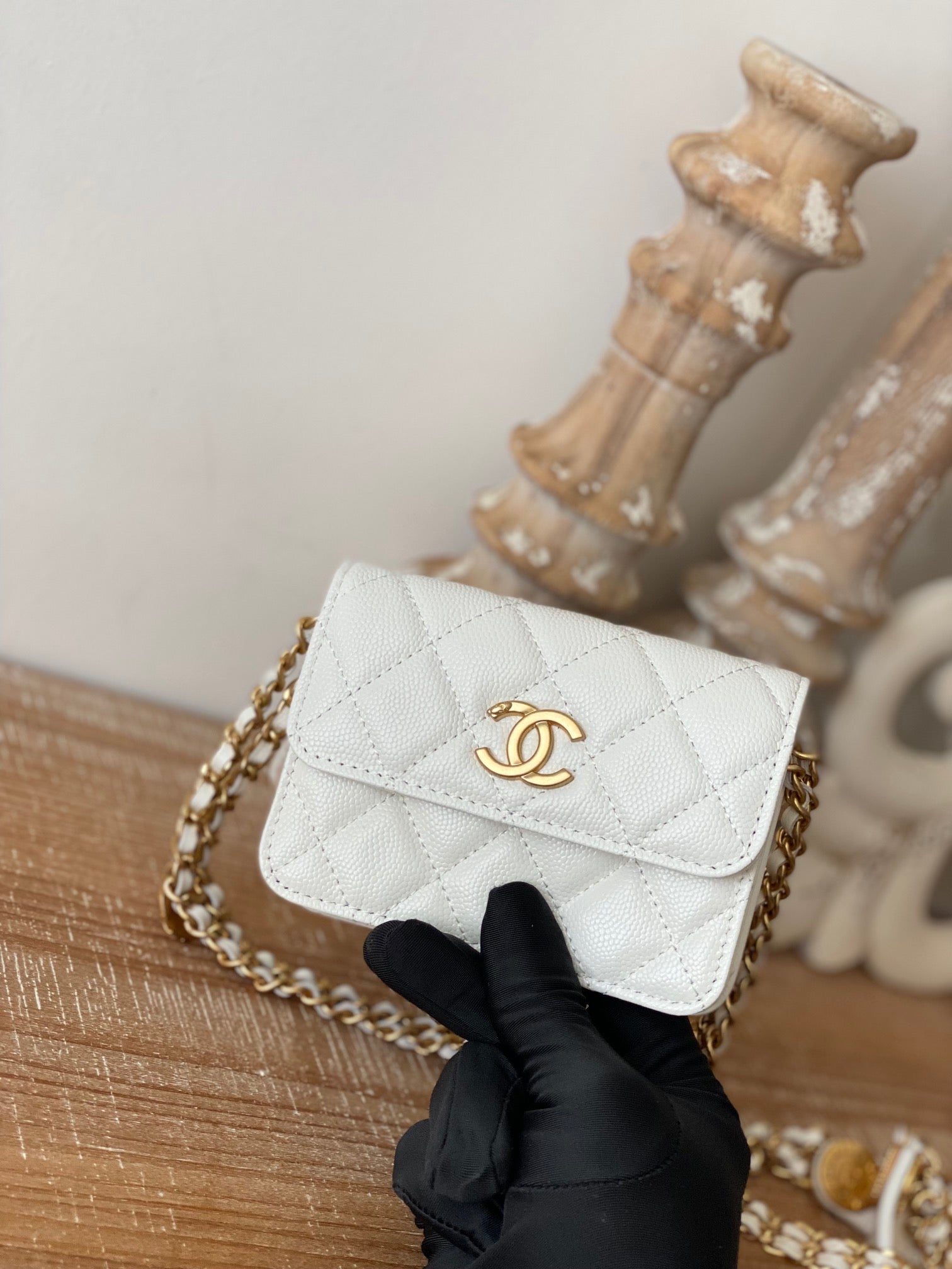Chanel Clutch With Chain White For Women, Women’s Bags 4.8in/12.3cm