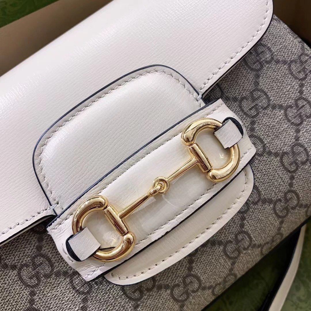 gg Horsebit 1955 Mini Bag White For Women, Women&#8217;s Bags 8.7in/22cm gg ‎703848 92TCK 9761