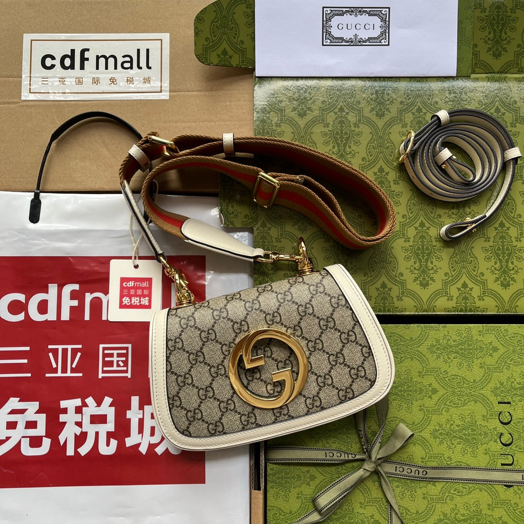 gg Blondie Mini Bag Brown And White For Women, Women&#8217;s Bags 8.7in/22cm gg