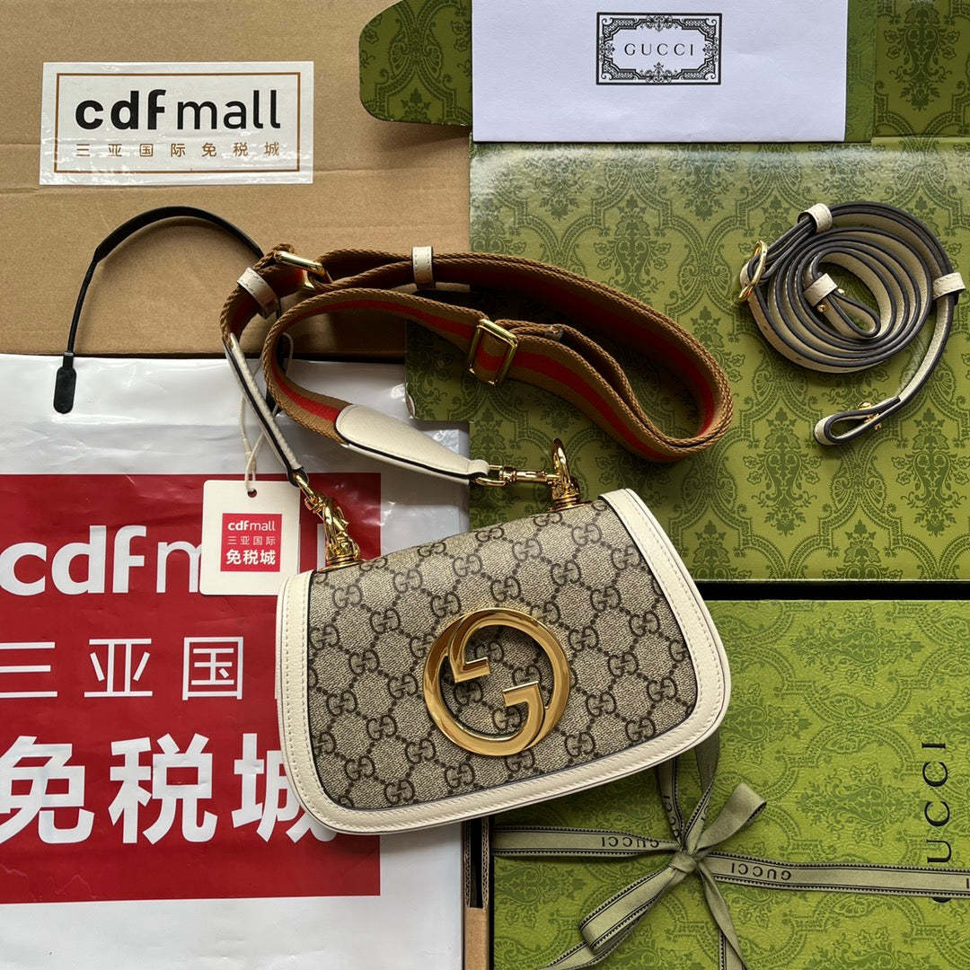 gg Blondie Mini Bag Brown And White For Women, Women&#8217;s Bags 8.7in/22cm gg