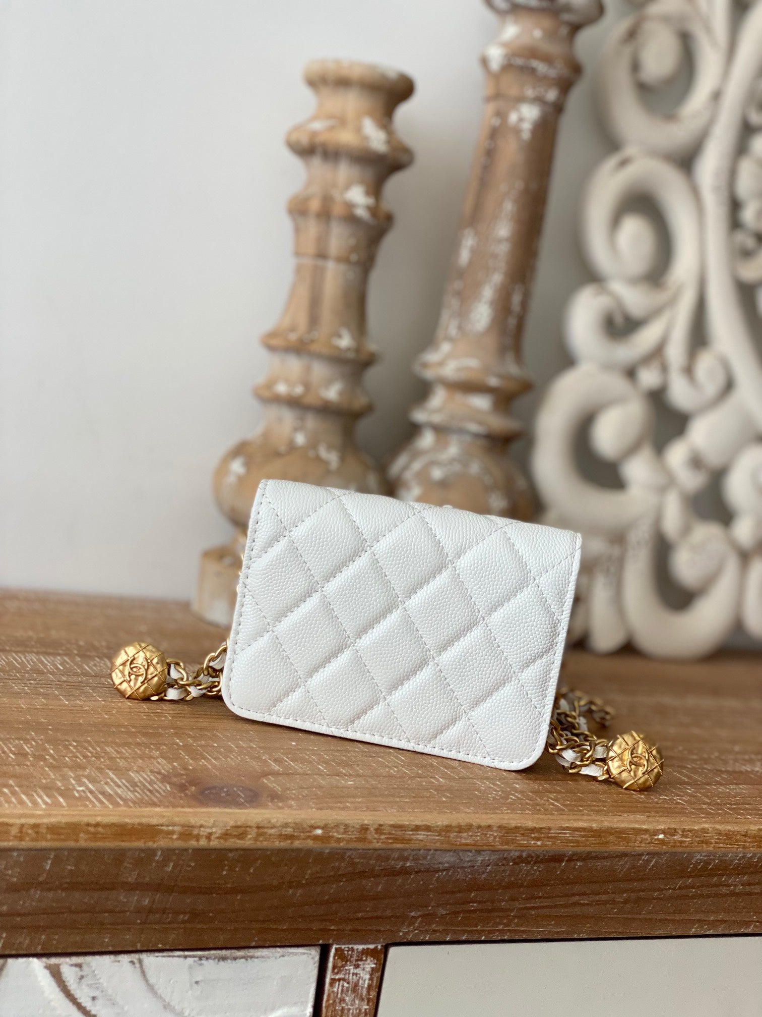 Chanel Clutch With Chain White For Women, Women’s Bags 4.8in/12.3cm