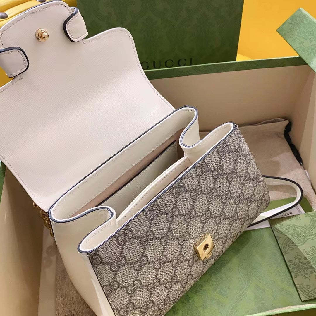 gg Horsebit 1955 Mini Bag White For Women, Women&#8217;s Bags 8.7in/22cm gg ‎703848 92TCK 9761
