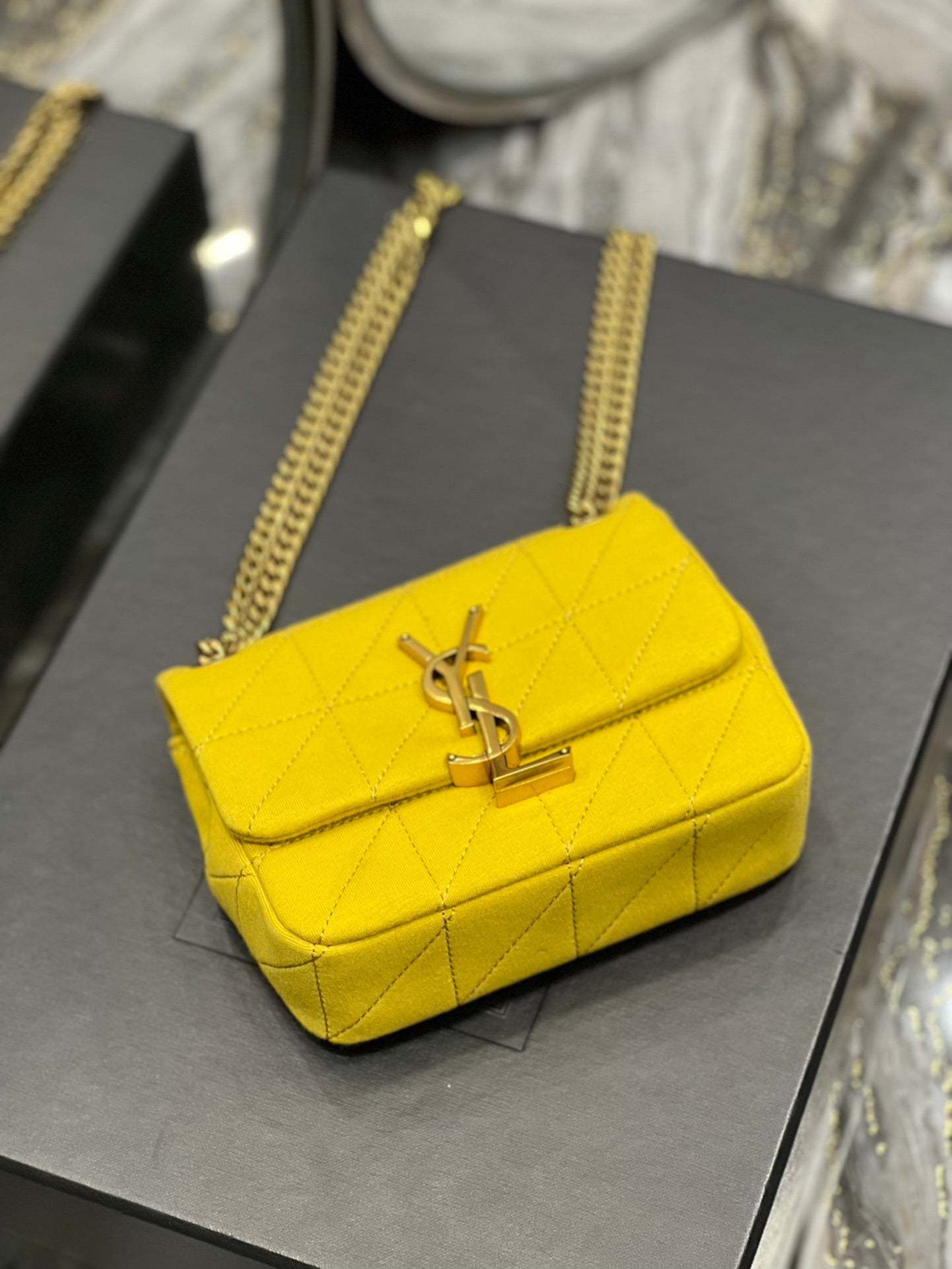 YSSL Jamie Mini Chain Bag Yellow For Women, Women’s Bags 6.9in/17.5cm YSL
