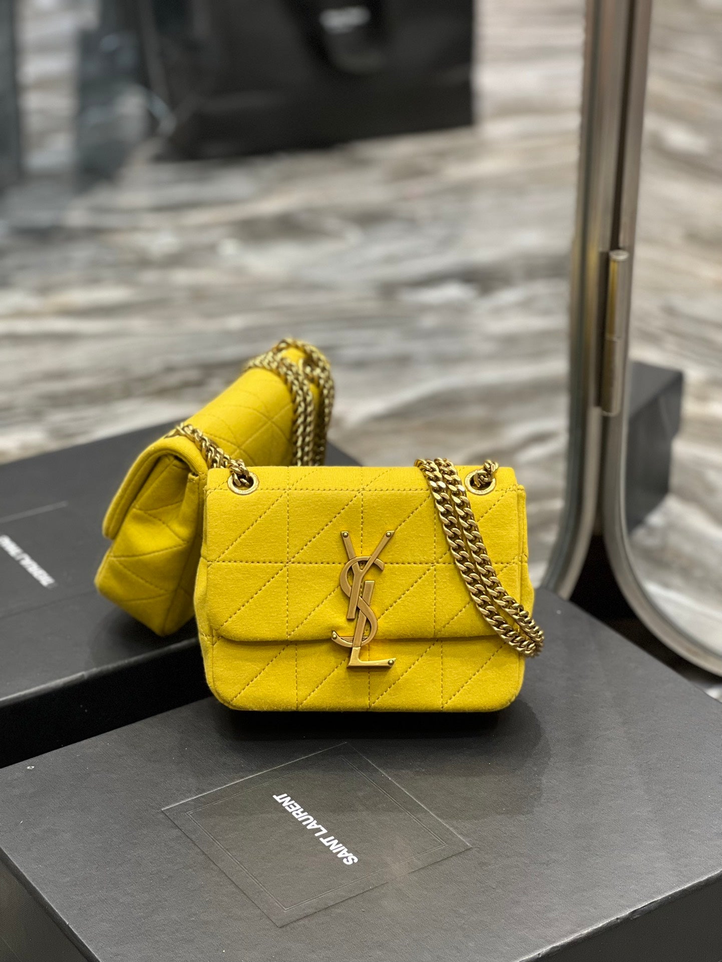 YSSL Jamie Mini Chain Bag Yellow For Women, Women’s Bags 6.9in/17.5cm YSL