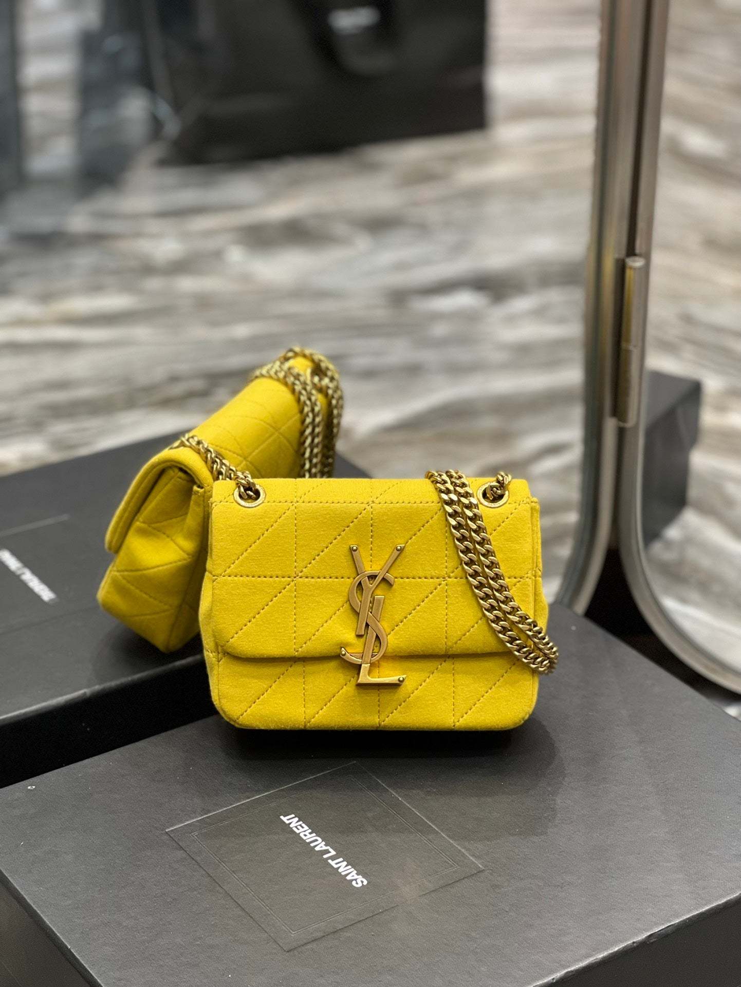 YSSL Jamie Mini Chain Bag Yellow For Women, Women’s Bags 6.9in/17.5cm YSL