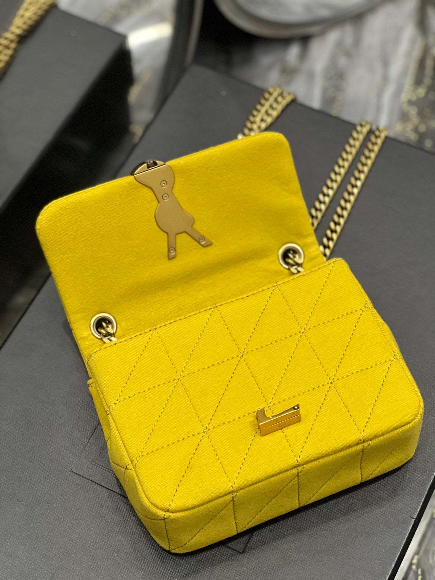 YSSL Jamie Mini Chain Bag Yellow For Women, Women’s Bags 6.9in/17.5cm YSL
