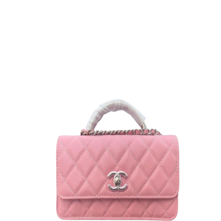 CHL CLUTCH WITH CHAIN PINK 7.3IN/18.5CM