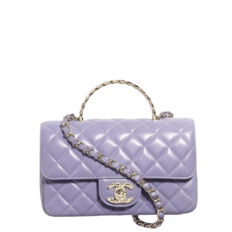 CHL MINI FLAP BAG WITH TOP HANDLE PURPLE 7.8 INCHES/ 20 CM