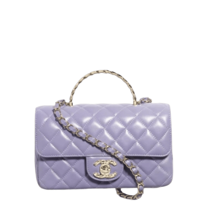 CHL MINI FLAP BAG WITH TOP HANDLE PURPLE 7.8 INCHES/ 20 CM