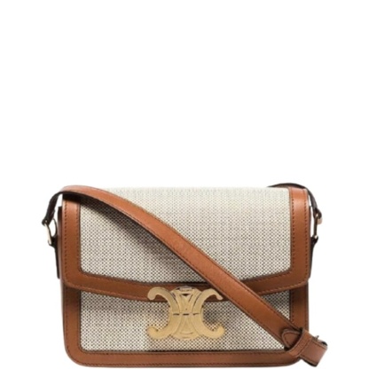 CE CLASSIQUE TRIOMPHE BAG IN TEXTILE AND CALFSKIN 22CM