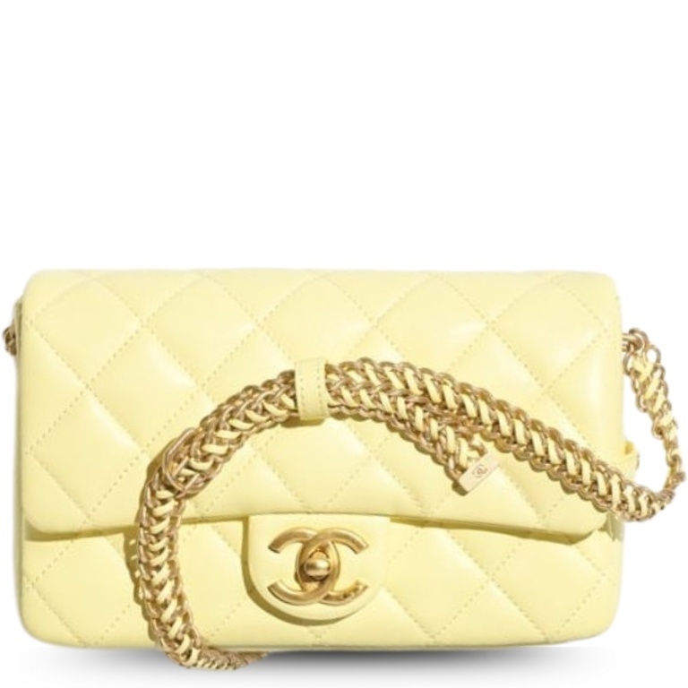 CHL SMALL FLAP BAG LIGHT YELLOW 8.3IN/21CM