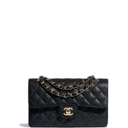 CHL MEDIUM CLASSIC FLAP BAG GOLD HARDWARE BLACK 26CM