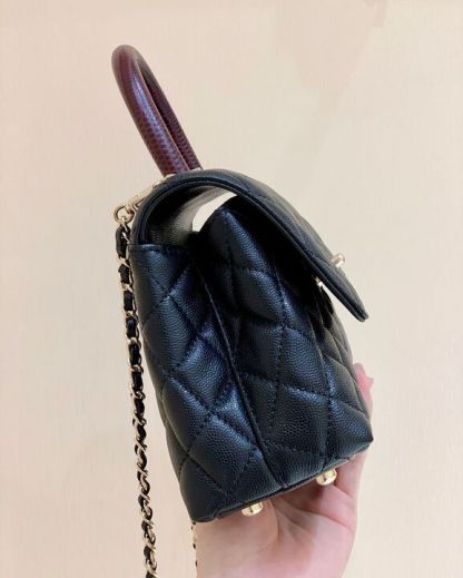 ChanelMedium Flap Bag With Top Handle Navy Blue For Women, Women’s Handbags, Shoulder And Crossbody Bags 9in/23cm A92990