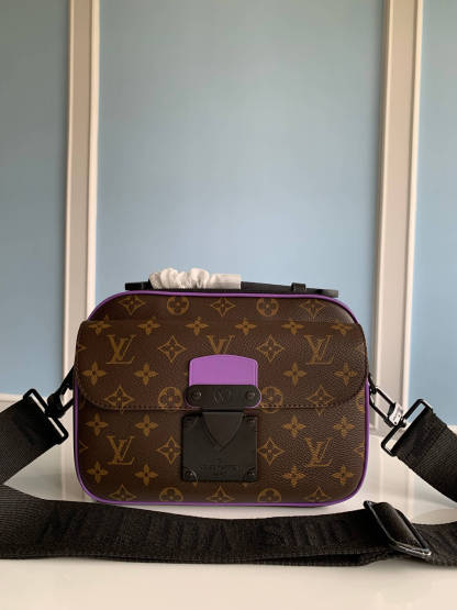 M46246 S LOCK MESSENGER Monogram Macassar purple man bag Sac Plat shoulder bag