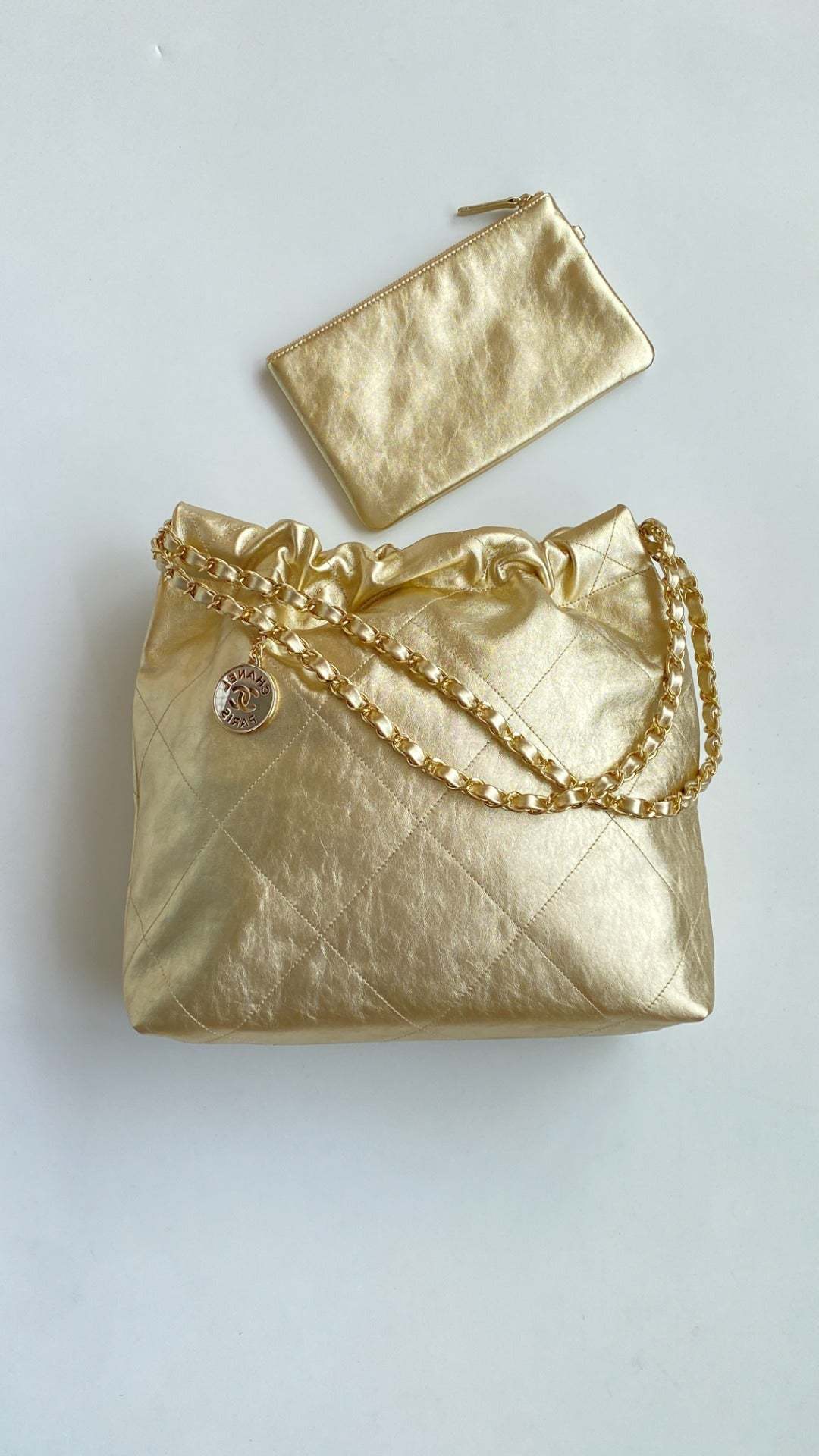 CC Medium Hobo Bag 42Metallic Gold Calfskin