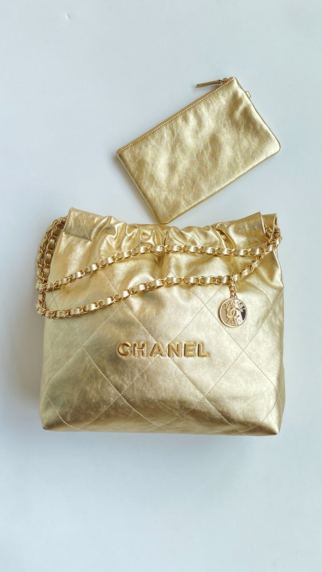 CC Medium Hobo Bag 42Metallic Gold Calfskin