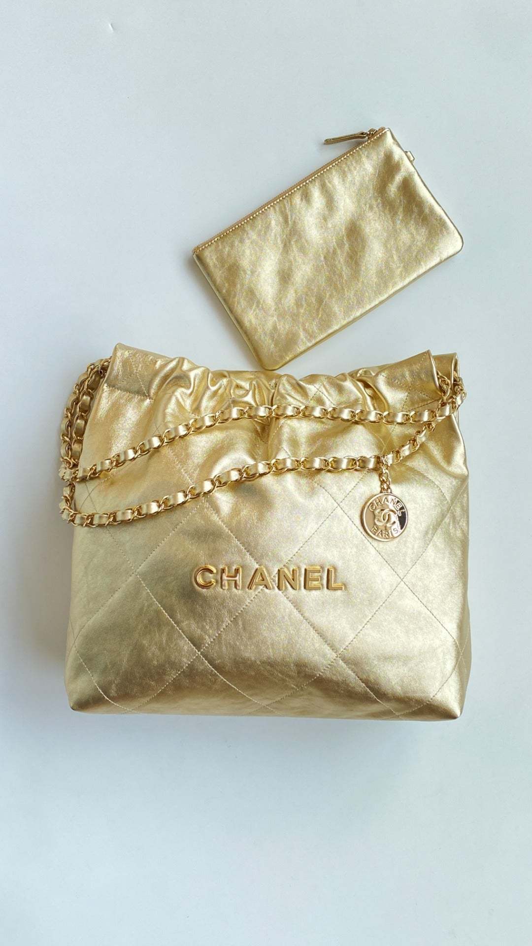 CC Medium Hobo Bag 42Metallic Gold Calfskin