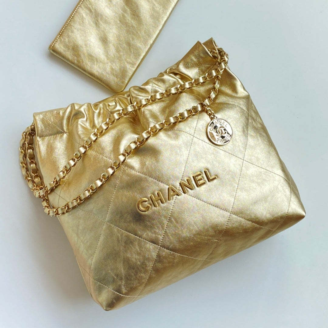 CC Medium Hobo Bag 42Metallic Gold Calfskin