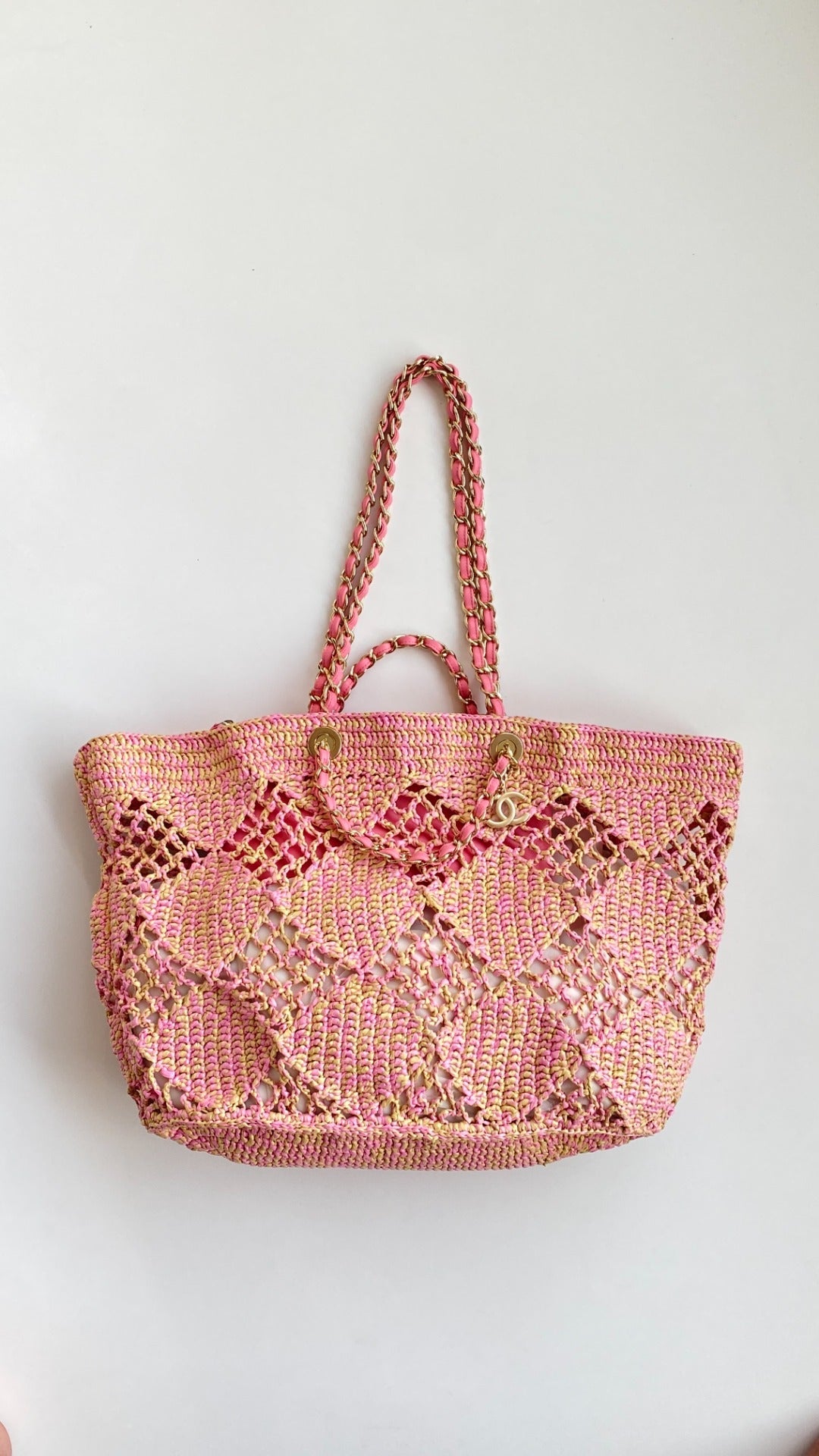 CC 2025 Beach Tote 52 Pink Raffia