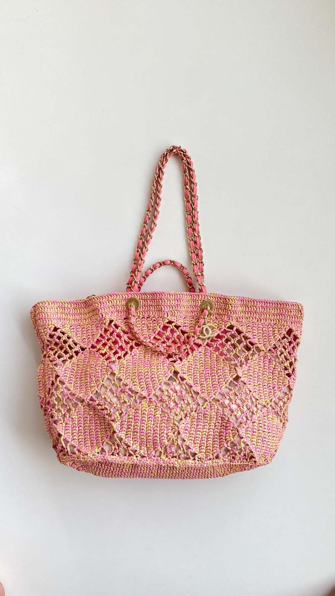 CC 2025 Beach Tote 52 Pink Raffia