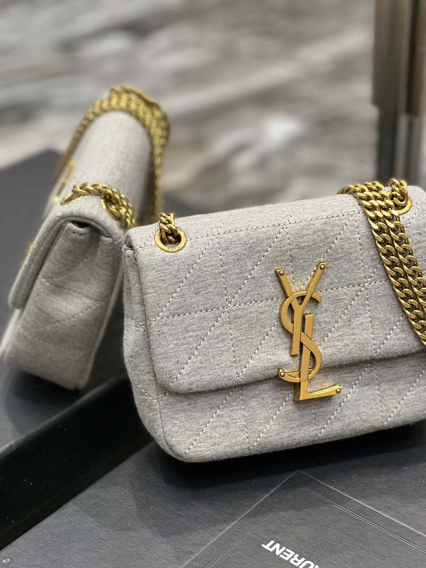 YSSL Jamie Mini Chain Bag Grey For Women, Women’s Bags 6.9in/17.5cm YSL 6981622F9271407